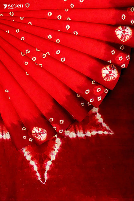 Rangrita Madurai Red Pure Cotton Sungudi Saree - Seven Sarees - Saree - Seven Sarees