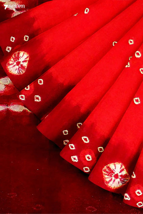 Rangrita Madurai Red Pure Cotton Sungudi Saree - Seven Sarees - Saree - Seven Sarees