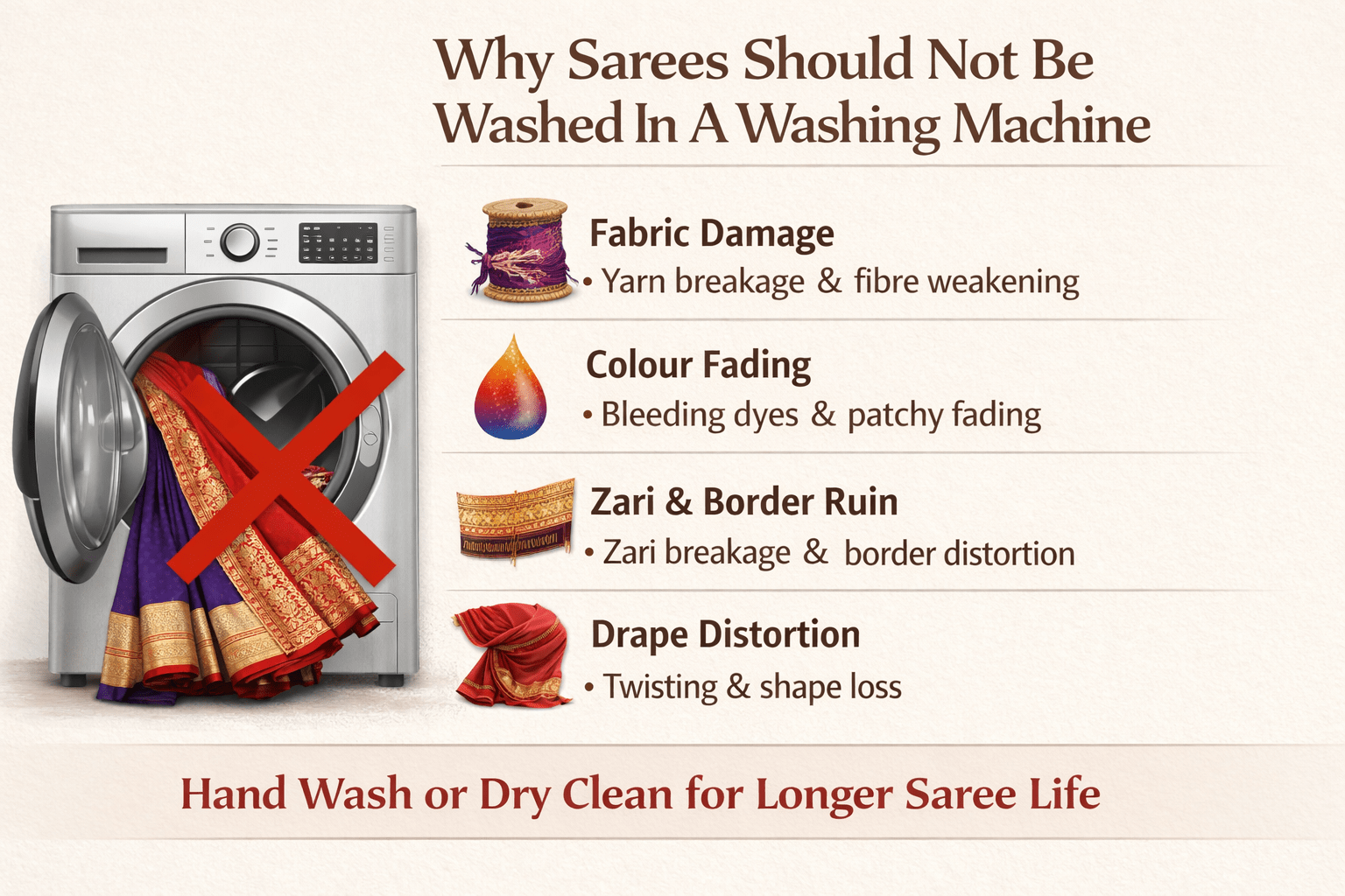 Can Sarees be washed in a washing machine? - Seven Sarees