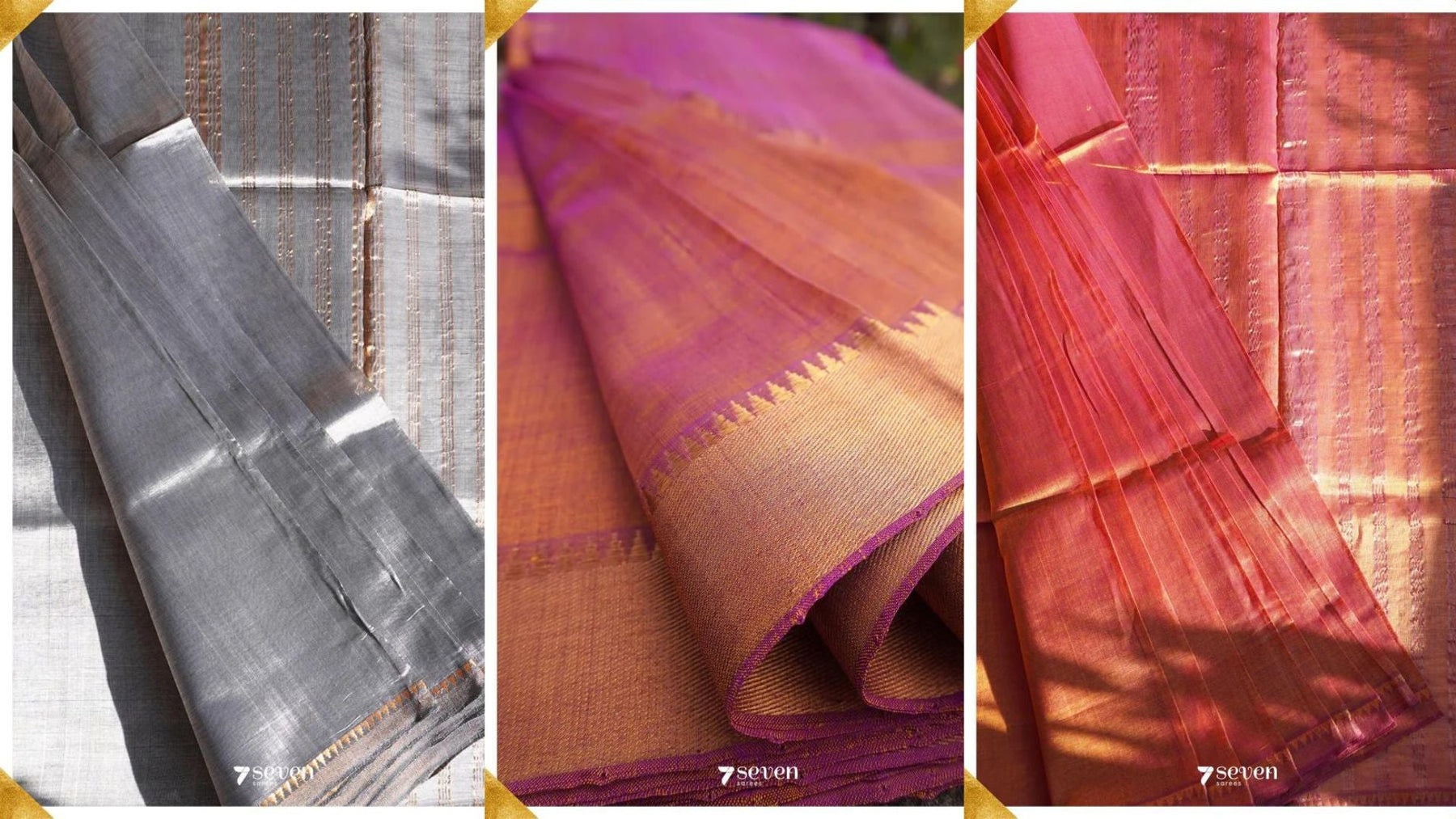 Look effortlessly beautiful in Dual Toned Sarees - Seven Sarees