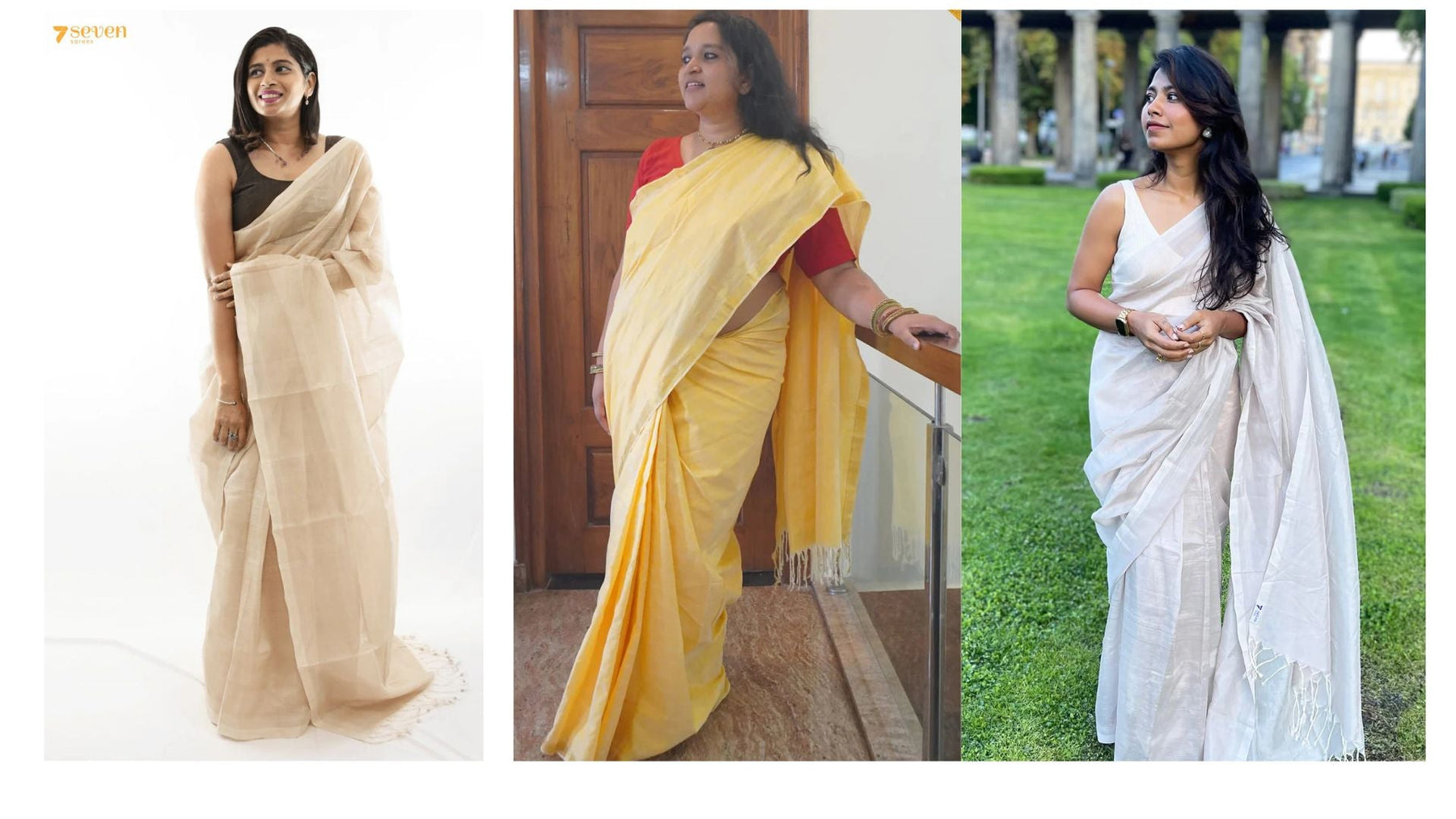 The Allure of Plain Sarees: A Blank Canvas for Styling - Seven Sarees