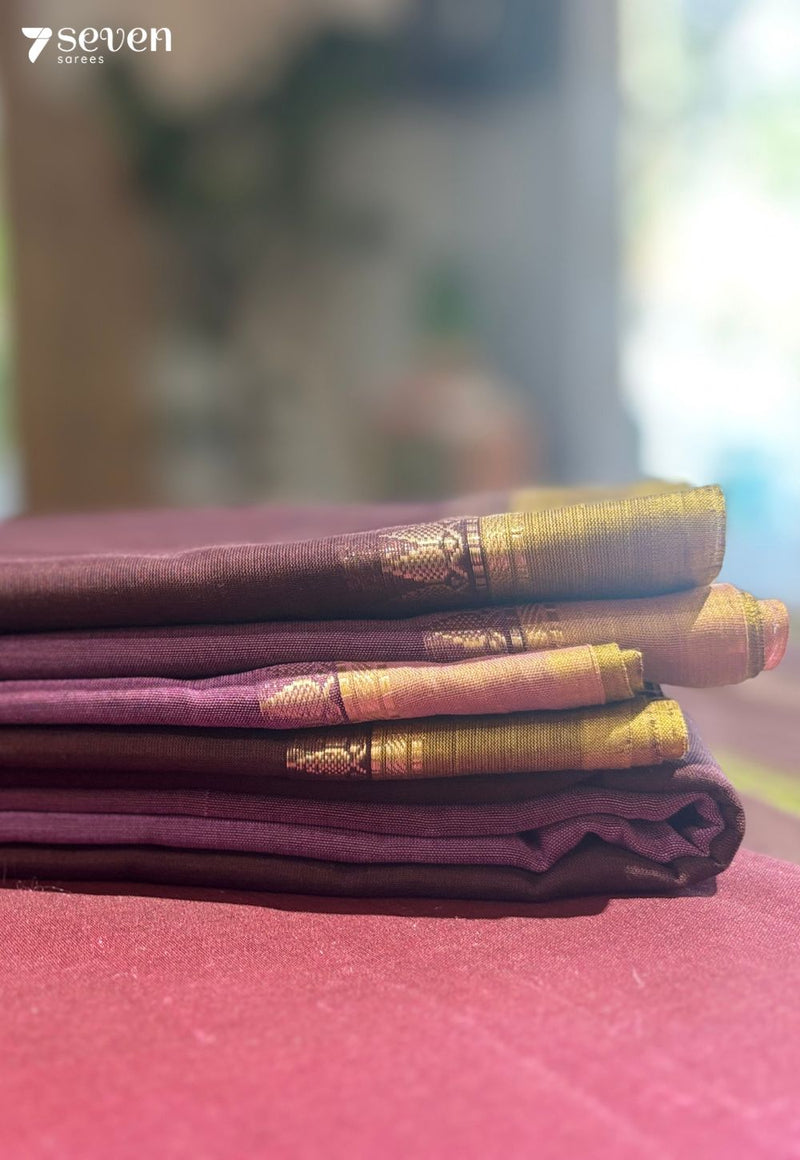 Ira Signature Seven Handloom Dark Brown Bangalore Pure Cotton Saree