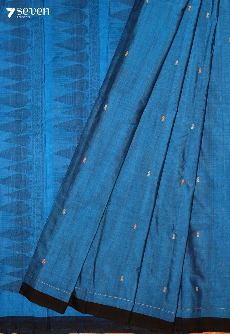 Mehira Signature Seven Handloom Blue Bangalore Pure Cotton Saree