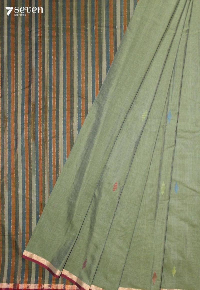 Saanira Signature Seven Handloom Blue Bangalore Pure Cotton Saree