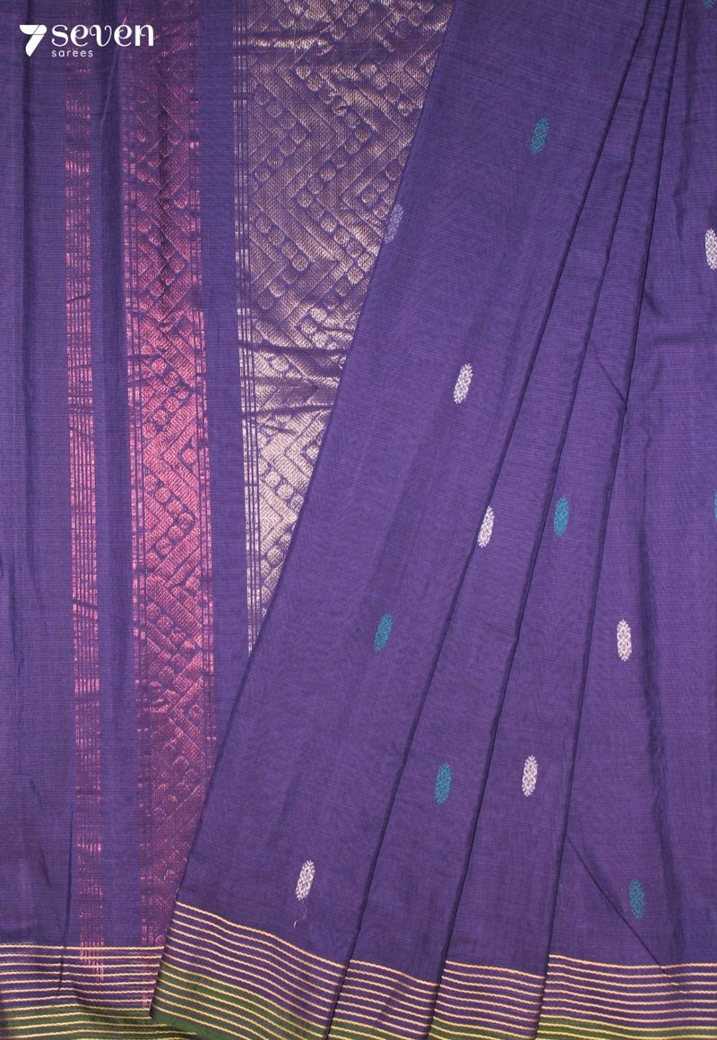 Aviruni Signature Seven Handloom Blue Bangalore Pure Cotton Saree