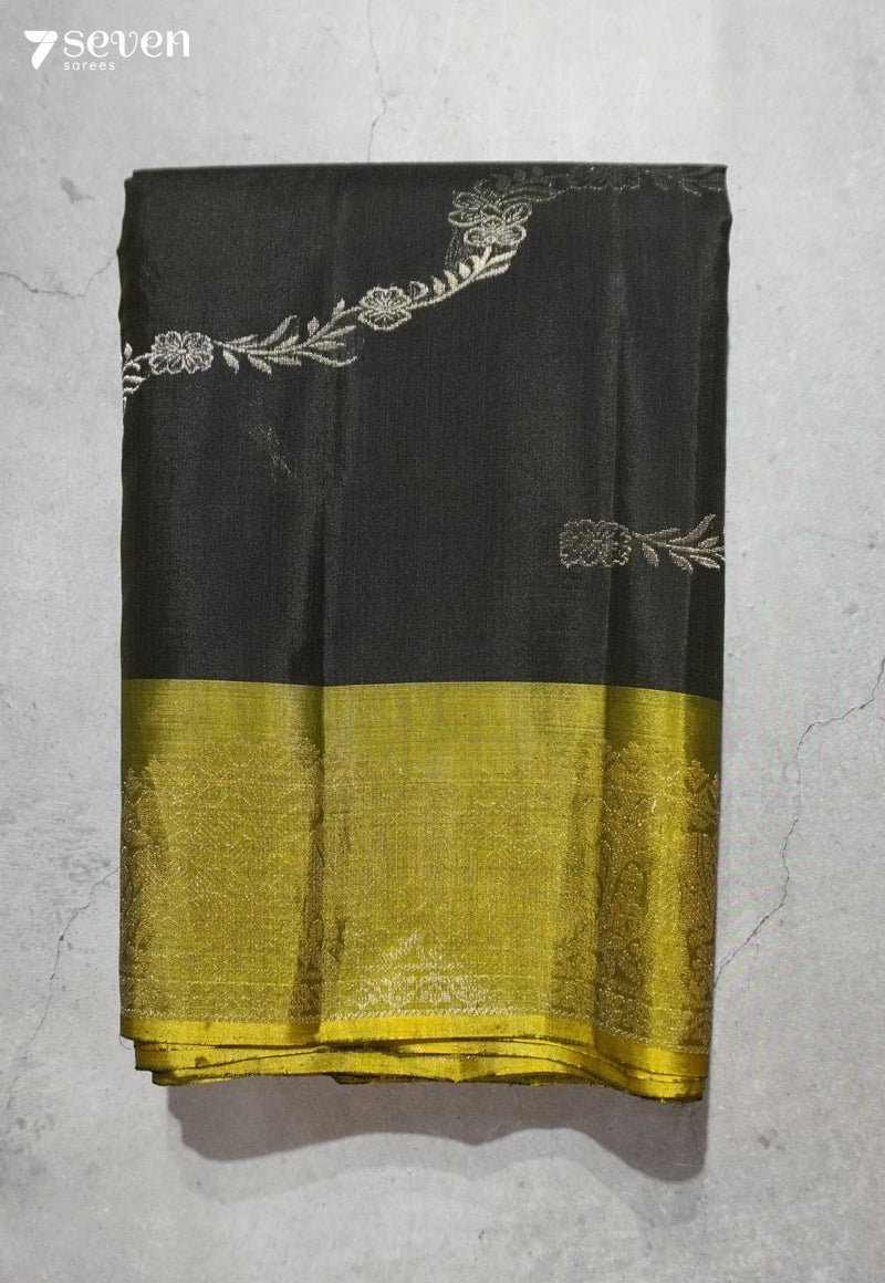 Bloom In Shadow Signature Seven Handloom Green Bangalore Pure Silk Cotton Saree