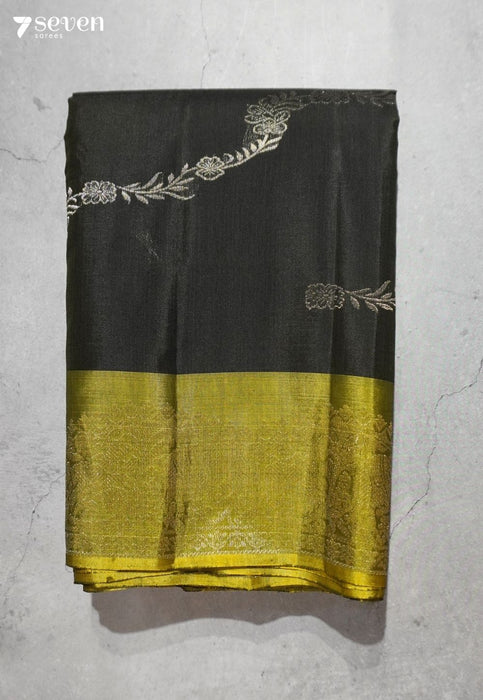 Bloom In Shadow Signature Seven Handloom Green Bangalore Pure Silk Cotton Saree