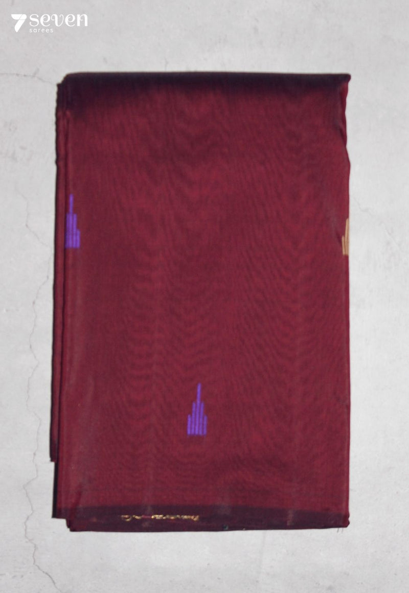Yeluri Signature Seven Handloom Maroon Bangalore Pure Silk Cotton Saree