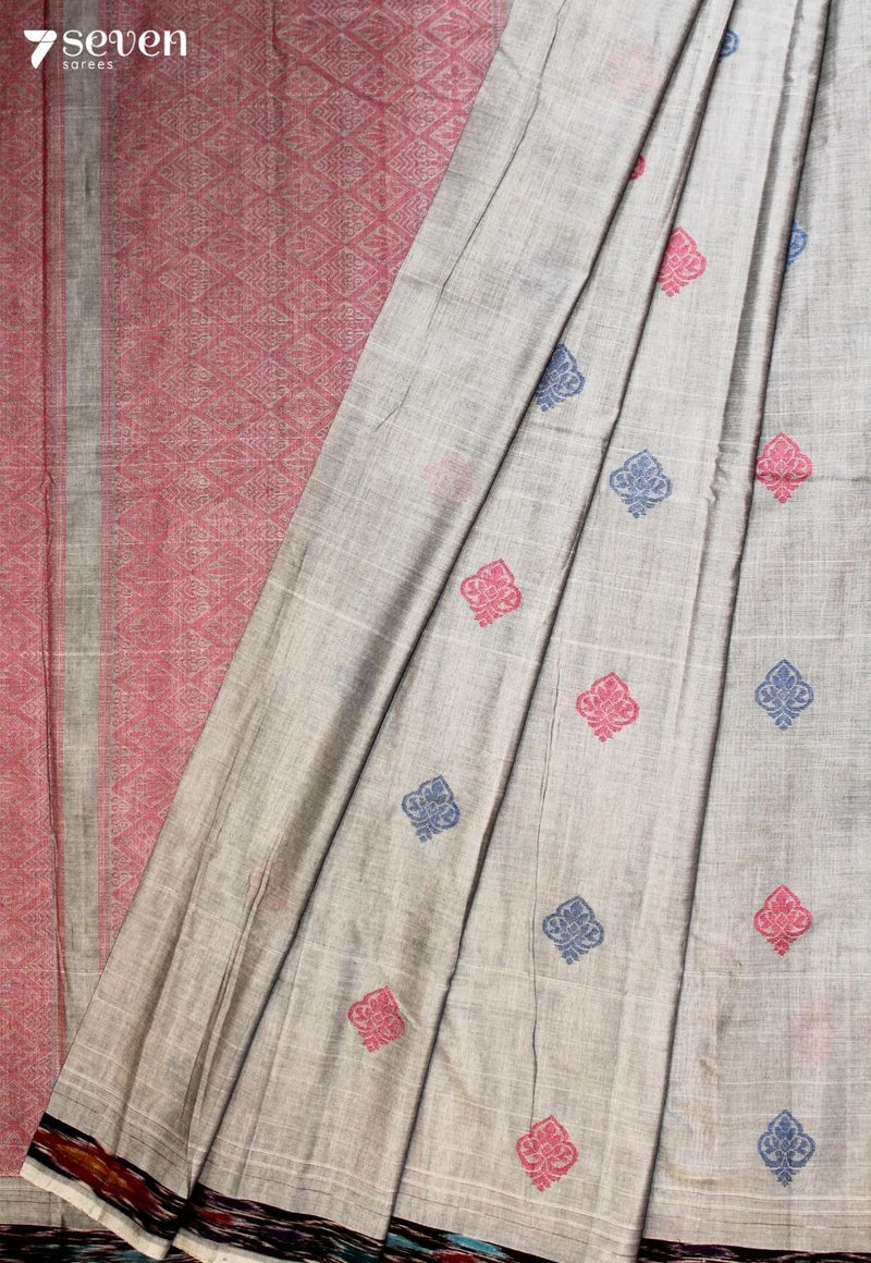 Rihvani Signature Seven Handloom Grey Bangalore Pure Cotton Saree