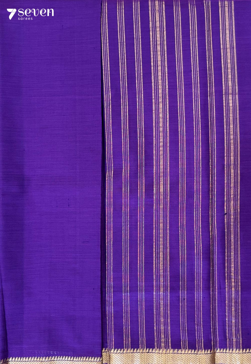 Krithika Signature Seven Handloom Navy Purple Bangalore Silk Cotton Saree