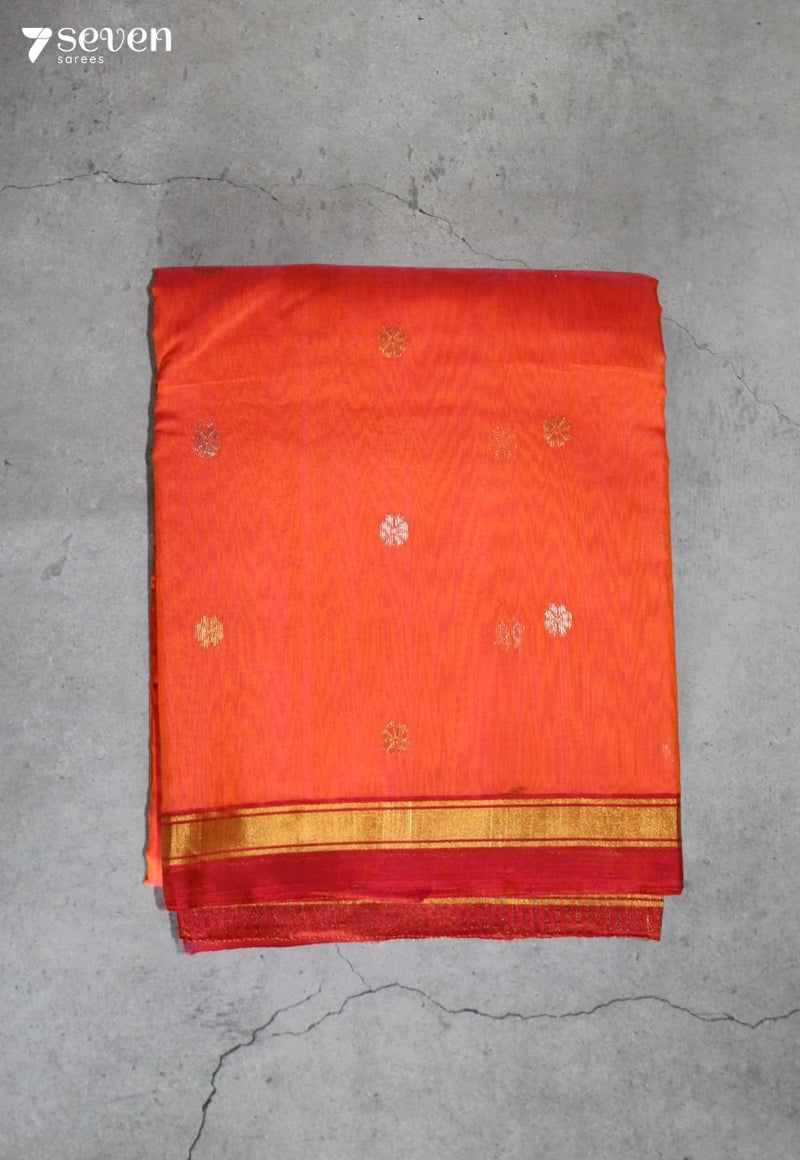 Kelanthi Chanderi Handloom Orange Silk Cotton Saree
