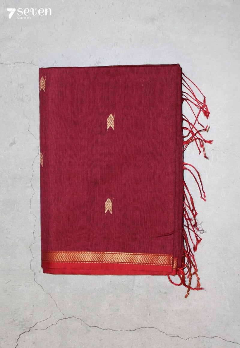 Azhmika Maheshwari Handloom Maroon Silk Cotton Saree
