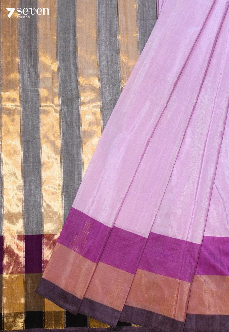 Naimisha Signature Seven Handloom Purple Bangalore Pure Silk Cotton Saree