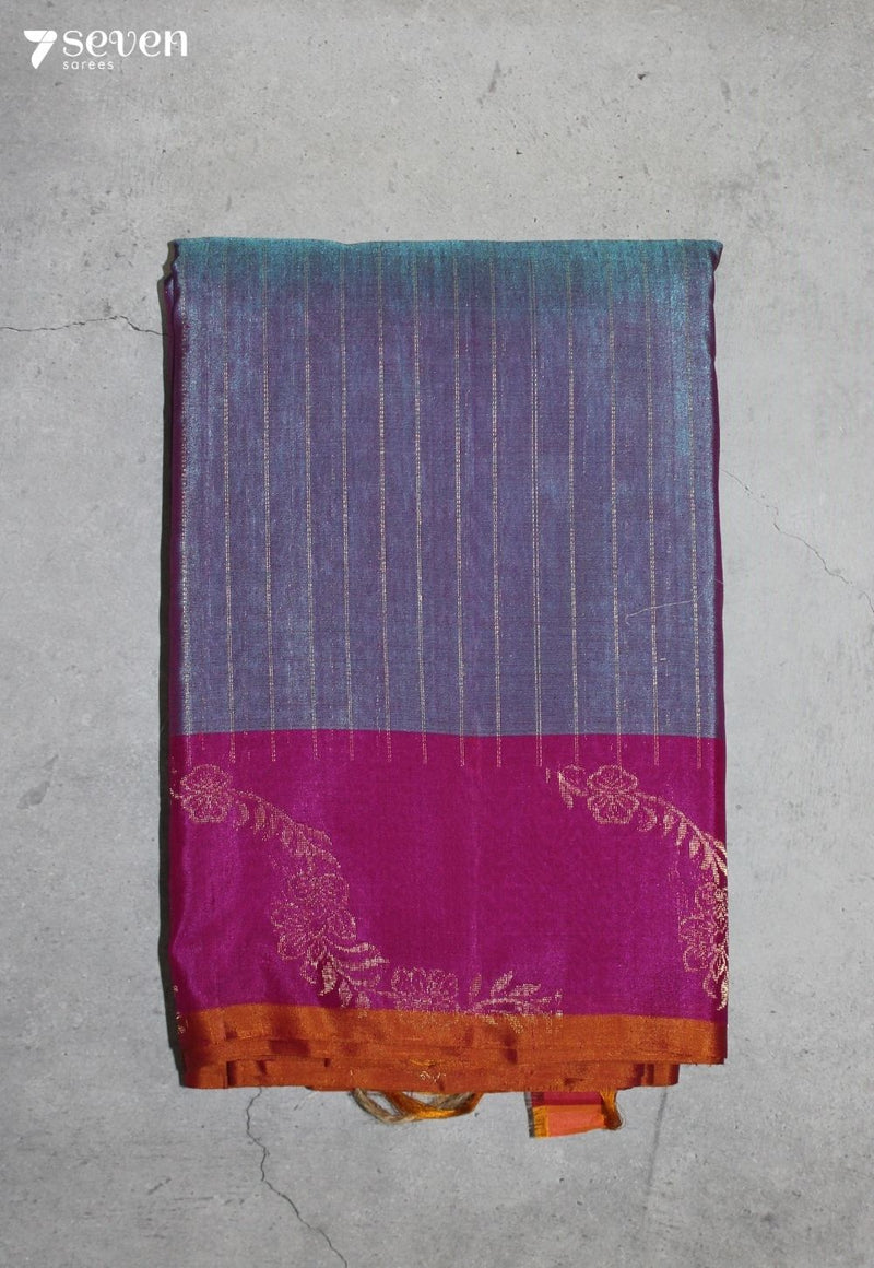 Meruva Signature Seven Handloom  Purple Pure Silk Cotton Saree