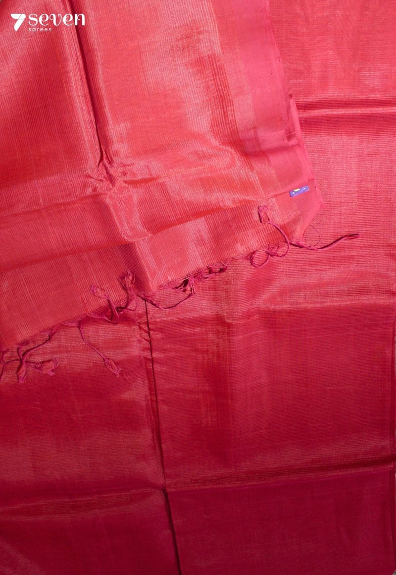 Layesha Mangalagiri Handloom Red Vegan Silk Saree
