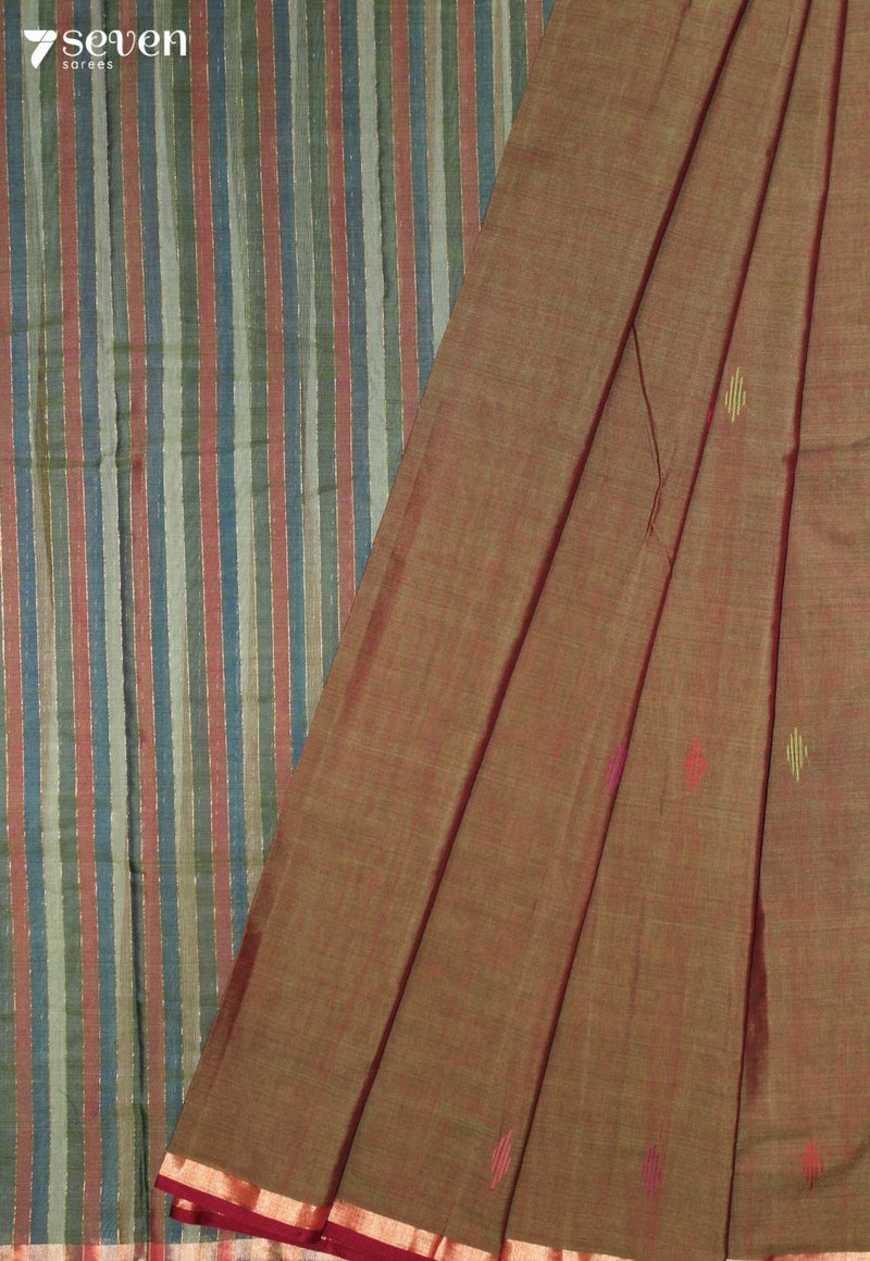 Thenvira Signature Seven Handloom Green Bangalore Pure Cotton Saree