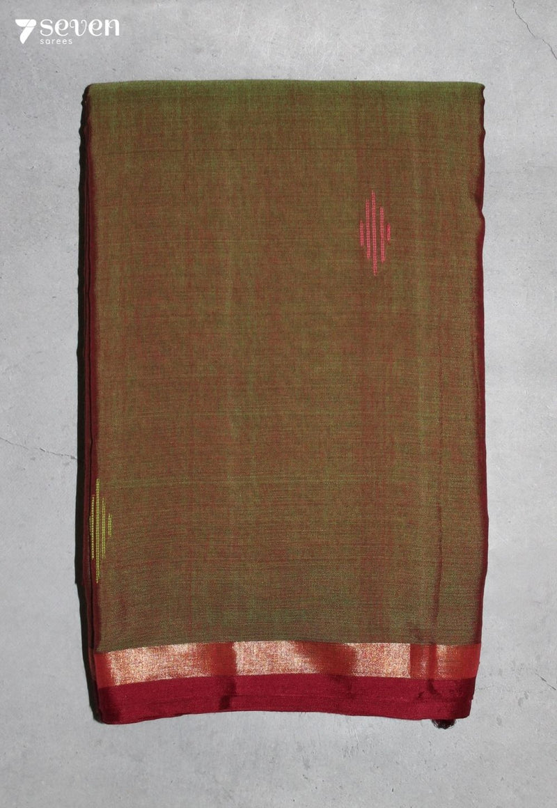 Thenvira Signature Seven Handloom Green Bangalore Pure Cotton Saree