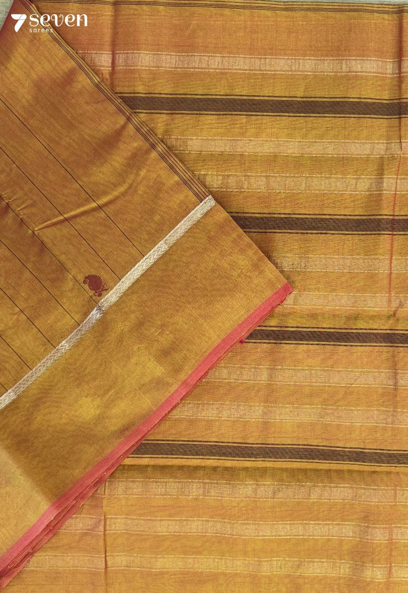 Sunflower Signature Seven Handloom Orange Bangalore Vegan Silk Saree