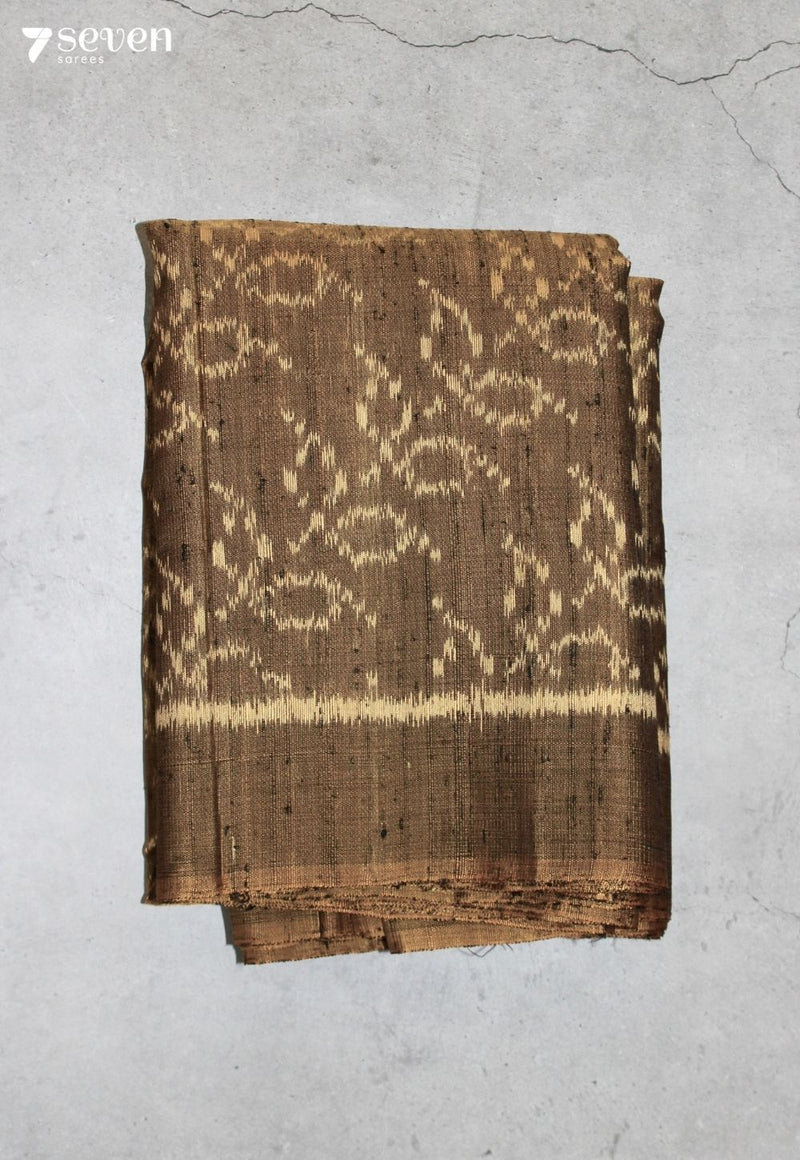 Kanmira Patola Handloom Single Ikkat Brown Pure Silk Saree|Silk Mark Certified