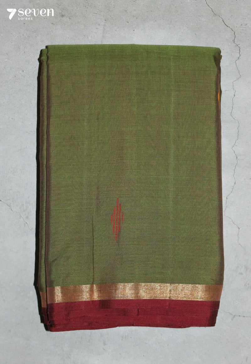 Vaanira Signature Seven Handloom Green Bangalore Pure Cotton Saree
