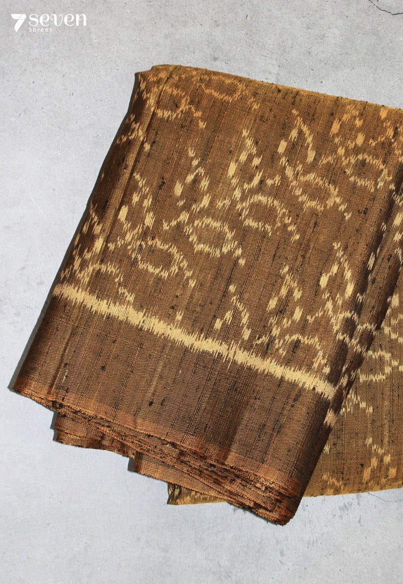 Kanmira Patola Handloom Single Ikkat Brown Pure Silk Saree|Silk Mark Certified