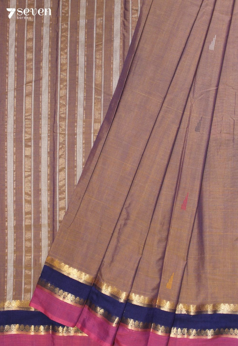 Taaruni Signature Seven Handloom Brown Bangalore Pure Cotton Saree