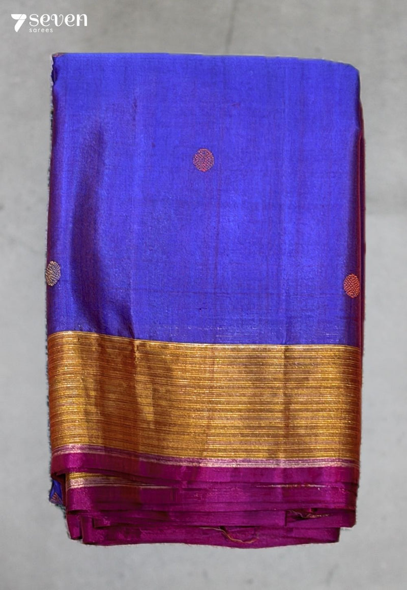 Temara Signature Seven Handloom Blue Bangalore Pure Silk Cotton Saree