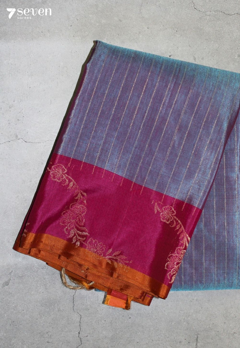 Meruva Signature Seven Handloom  Purple Pure Silk Cotton Saree