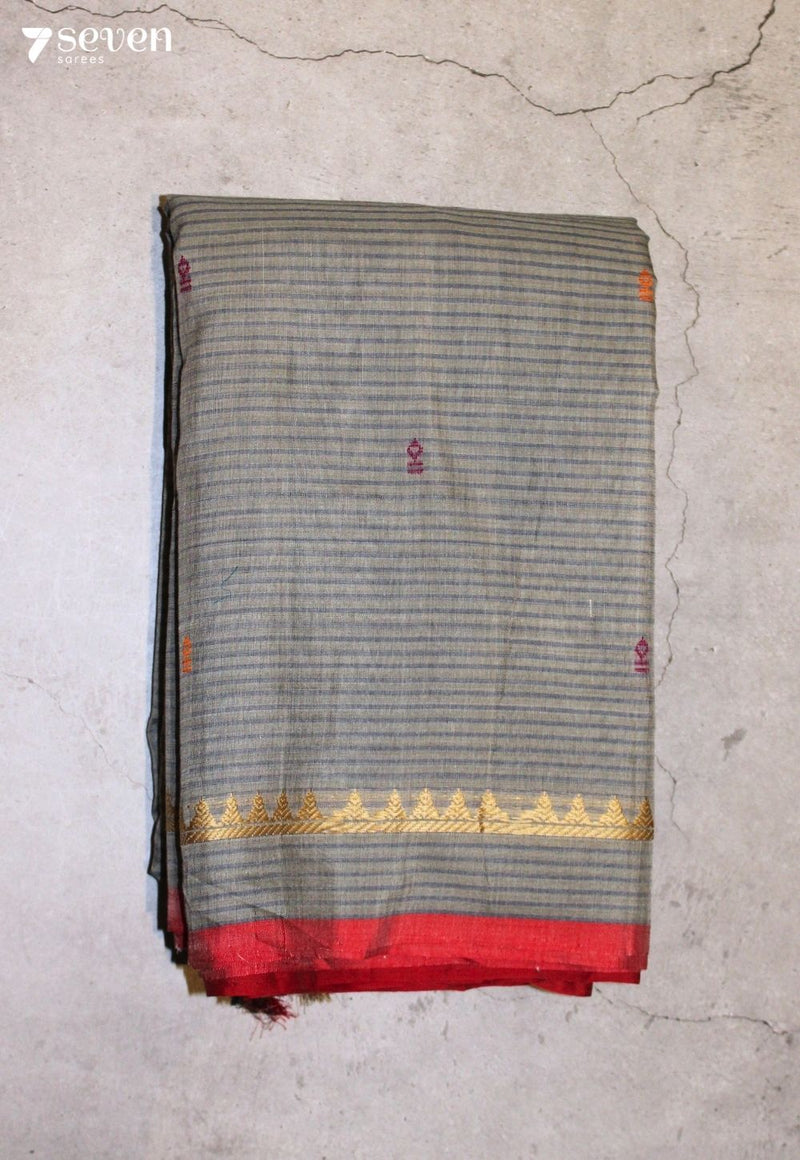 Velraya Signature Seven Handloom Grey Bangalore Pure Cotton Saree