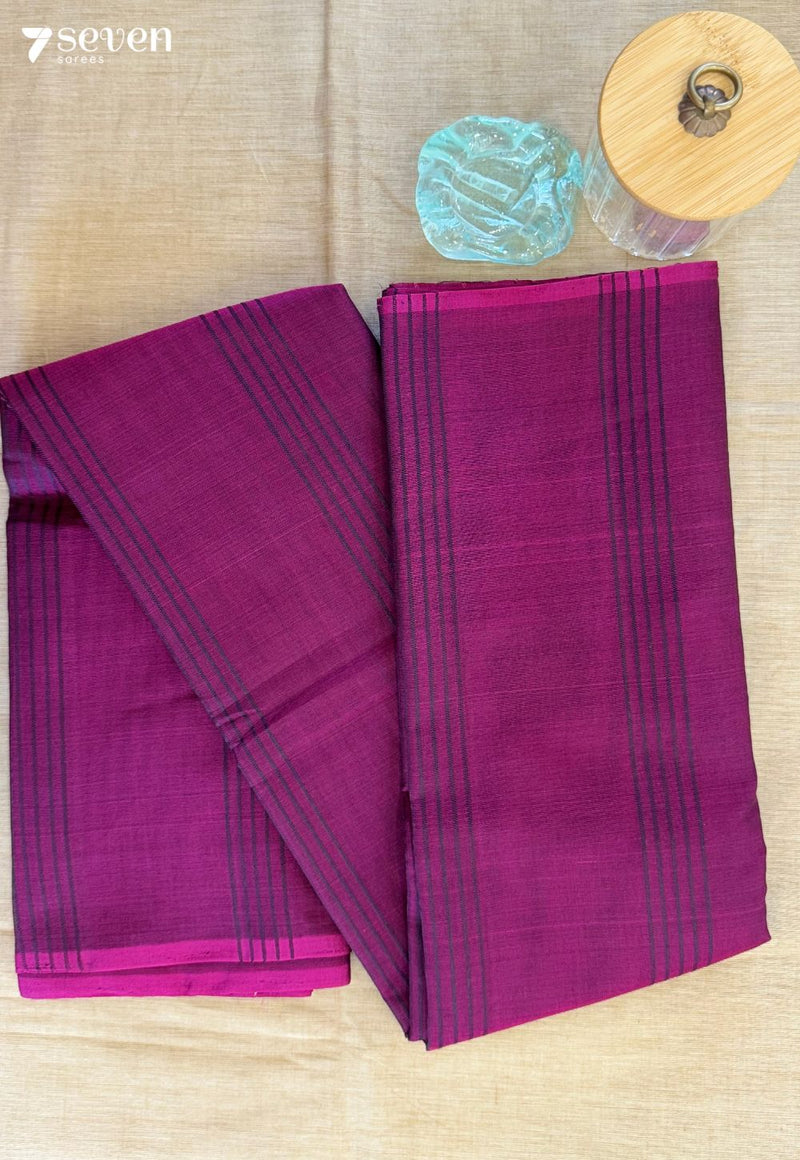Monica Signature Seven Handloom Wine Color Bangalore Silk Cotton Saree