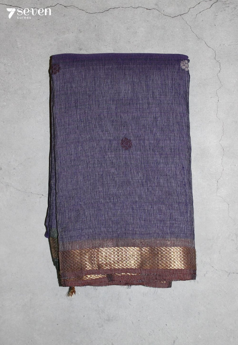 Parvaya Signature Seven Handloom Blue Bangalore Pure Cotton Saree