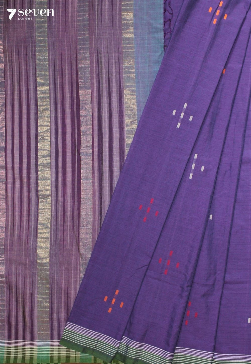 Raginiya Signature Seven Handloom Purple Bangalore Pure Cotton Saree