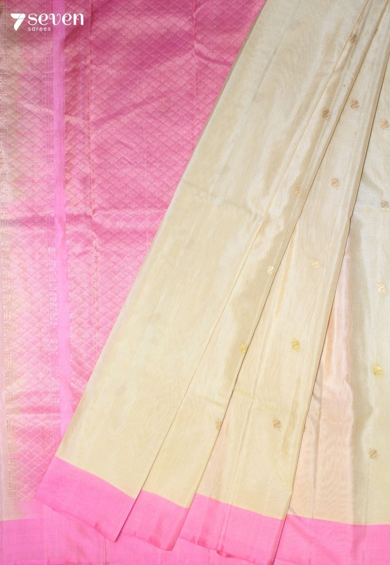 Yelisha Signature Seven Handloom Off White Bangalore Pure Silk Cotton Saree