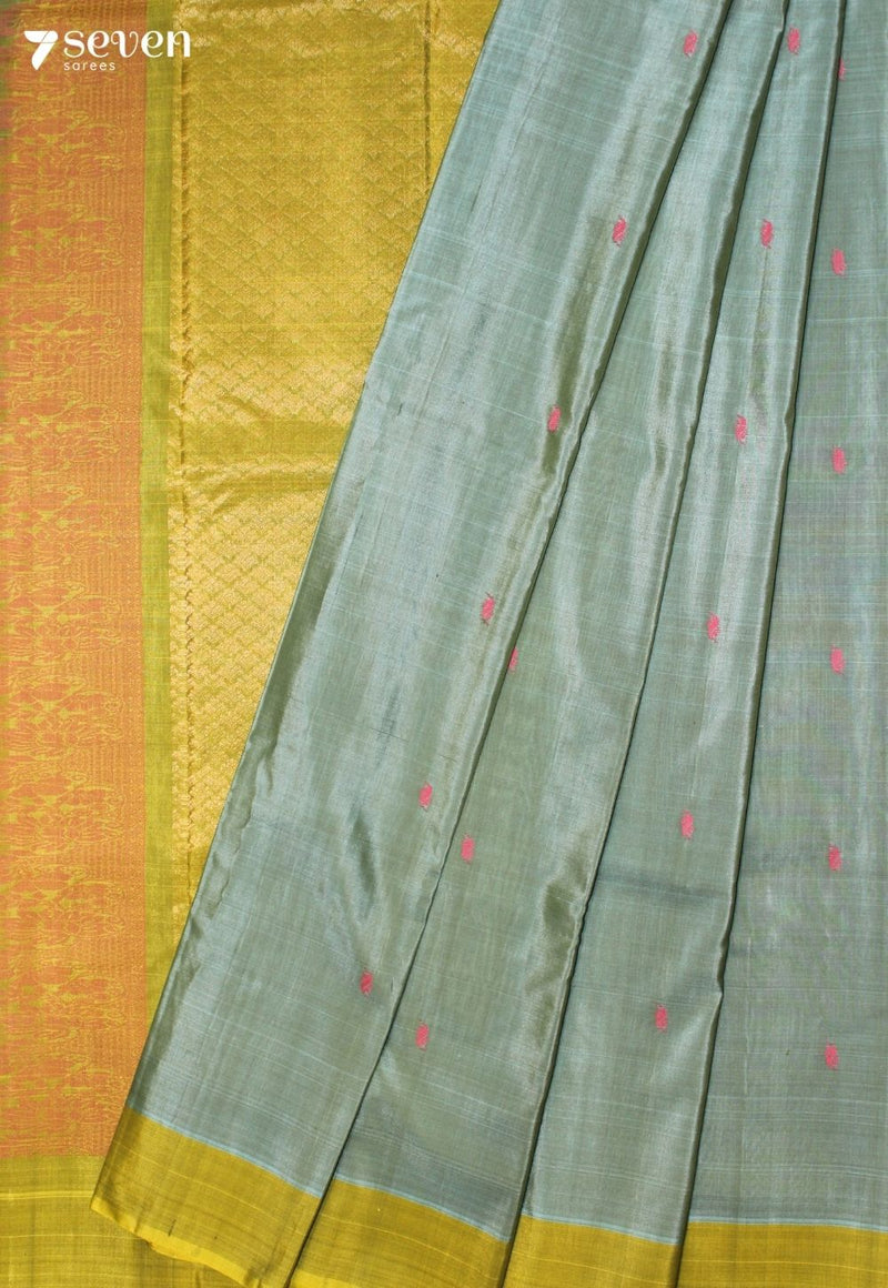 Maithravi Signature Seven Handloom Blue Bangalore Pure Silk Cotton Saree