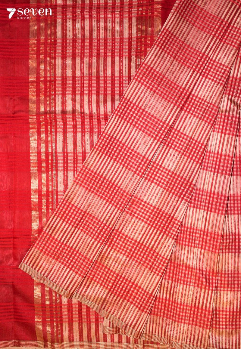 Dharuni Maheshwari Handloom Red Silk Cotton Saree