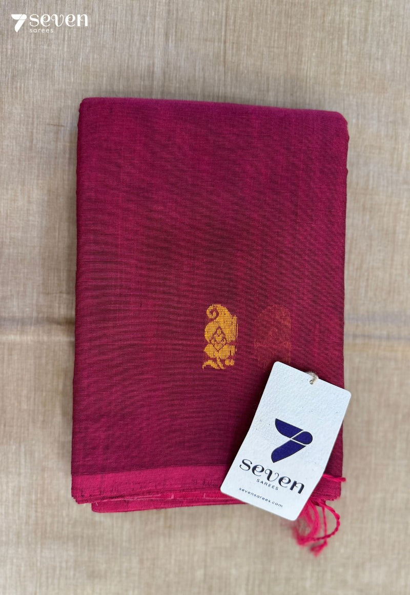Crimson Bloom Signature Seven Handloom Red Bangalore Pure Cotton Saree