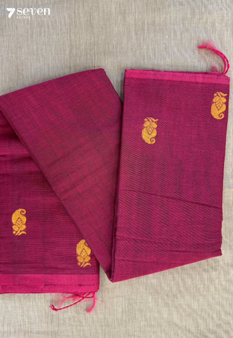 Crimson Bloom Signature Seven Handloom Red Bangalore Pure Cotton Saree