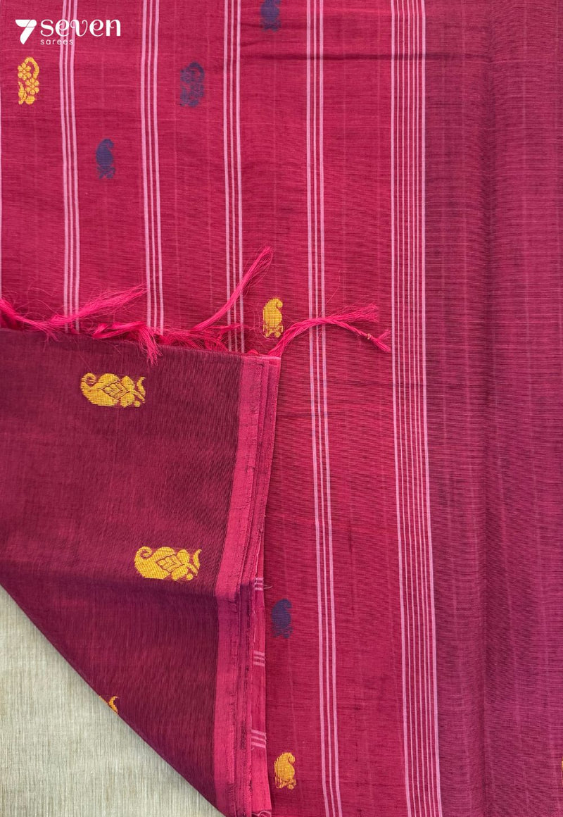 Crimson Bloom Signature Seven Handloom Red Bangalore Pure Cotton Saree