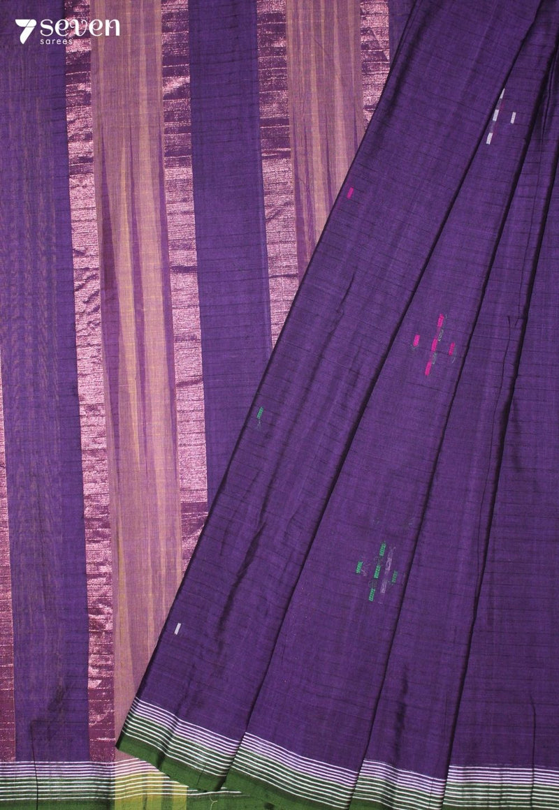 Yerusha Signature Seven Handloom Purple Bangalore Pure Cotton Saree