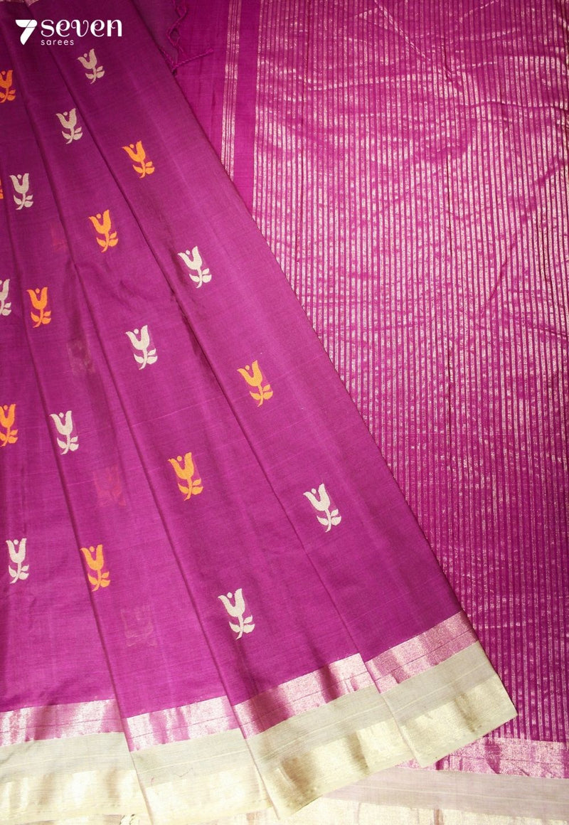 Vasulya Signature Seven Handloom Magenta Bangalore Pure Cotton Saree