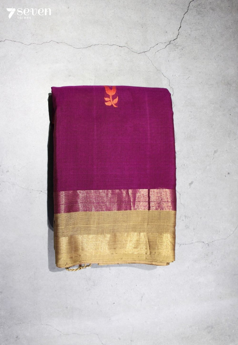 Vasulya Signature Seven Handloom Magenta Bangalore Pure Cotton Saree