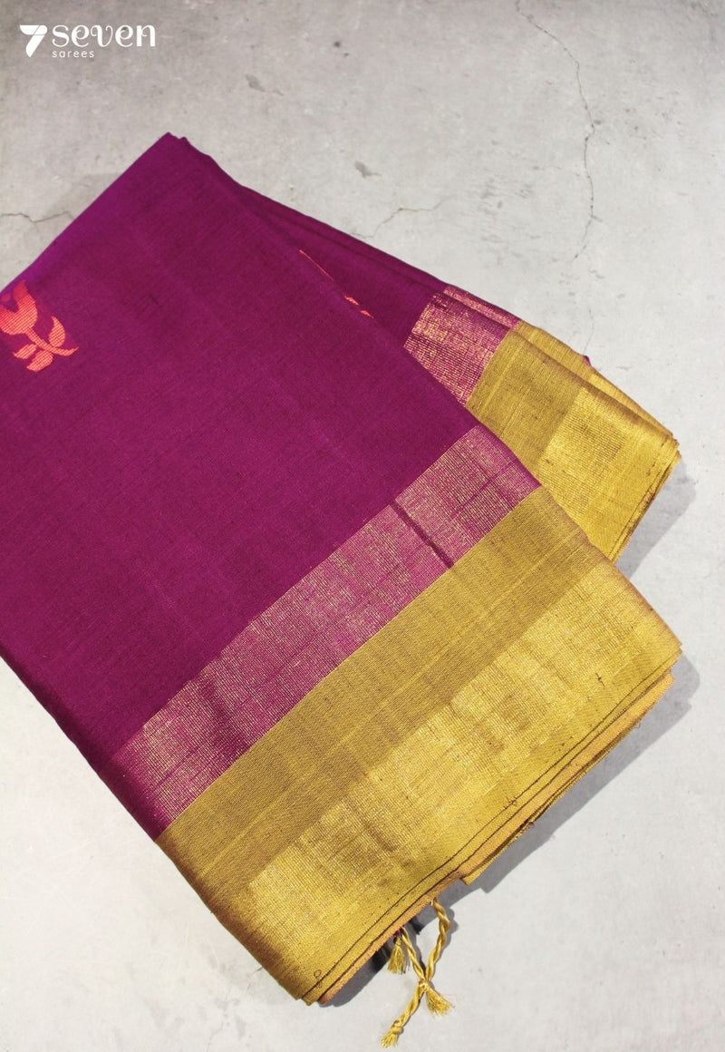 Vasulya Signature Seven Handloom Magenta Bangalore Pure Cotton Saree