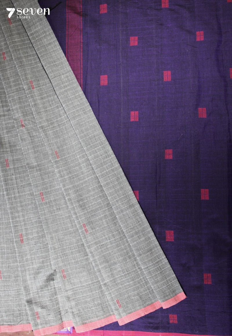 Taarini Signature Seven Handloom Grey Bangalore Pure Cotton Saree