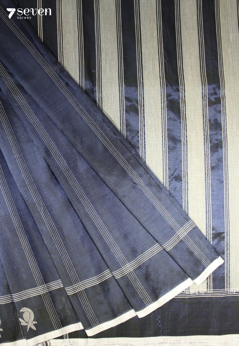 Mridunika Signature Seven Handloom Blue Bangalore Vegan Silk Saree
