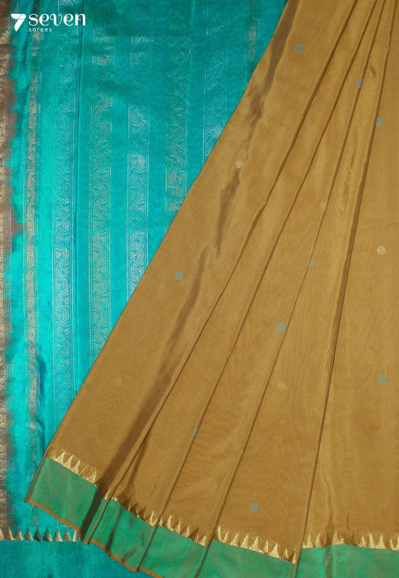 Beloru Signature Seven Handloom Brown Bangalore Pure Silk Cotton Saree