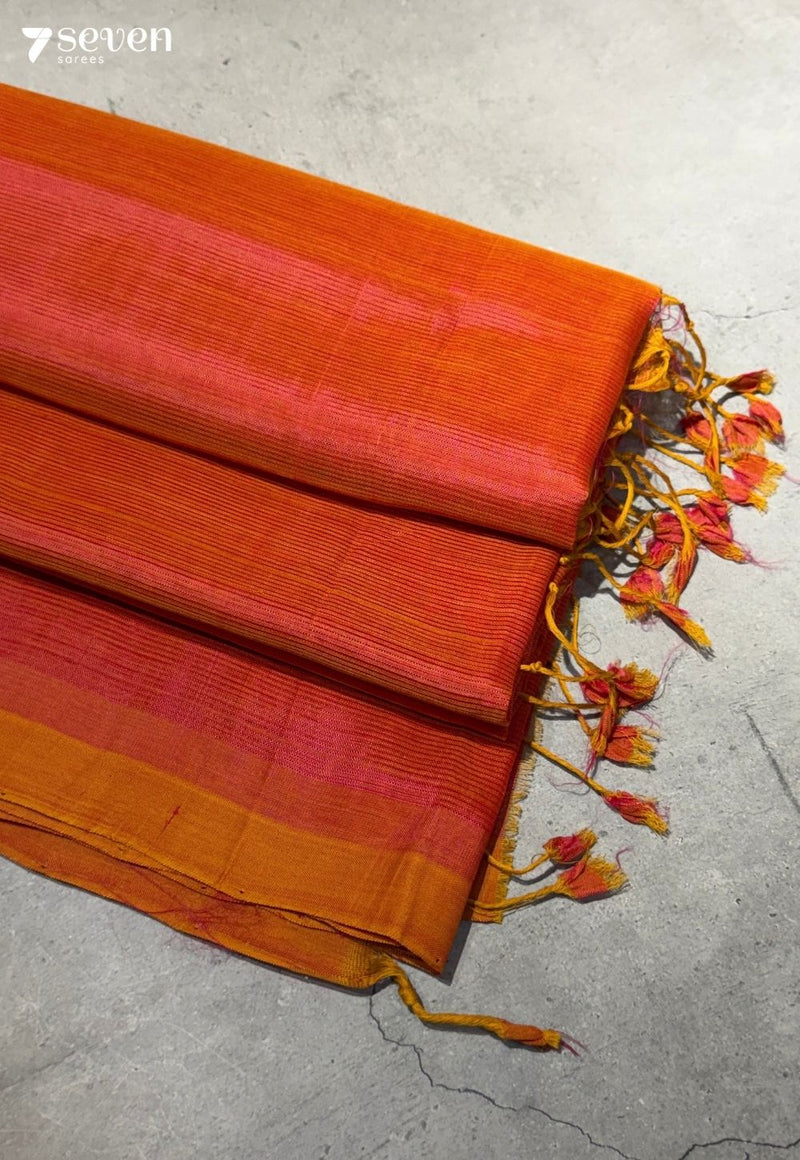 Tarangini Mangalagiri Handloom Orange Vegan Silk Saree