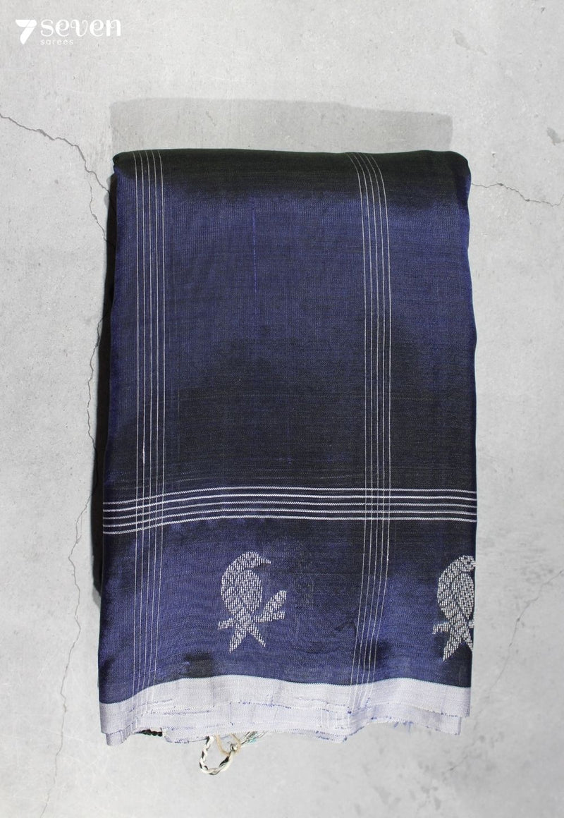 Mridunika Signature Seven Handloom Blue Bangalore Vegan Silk Saree