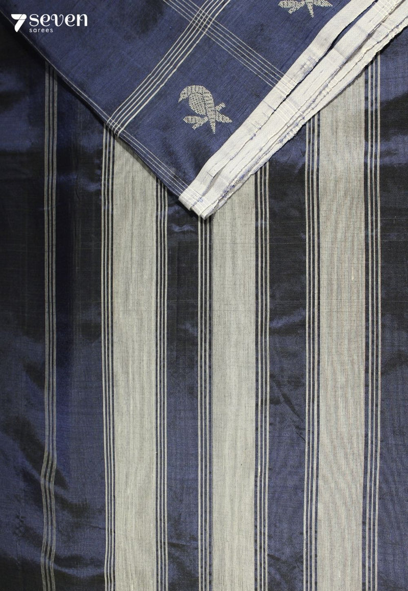 Mridunika Signature Seven Handloom Blue Bangalore Vegan Silk Saree