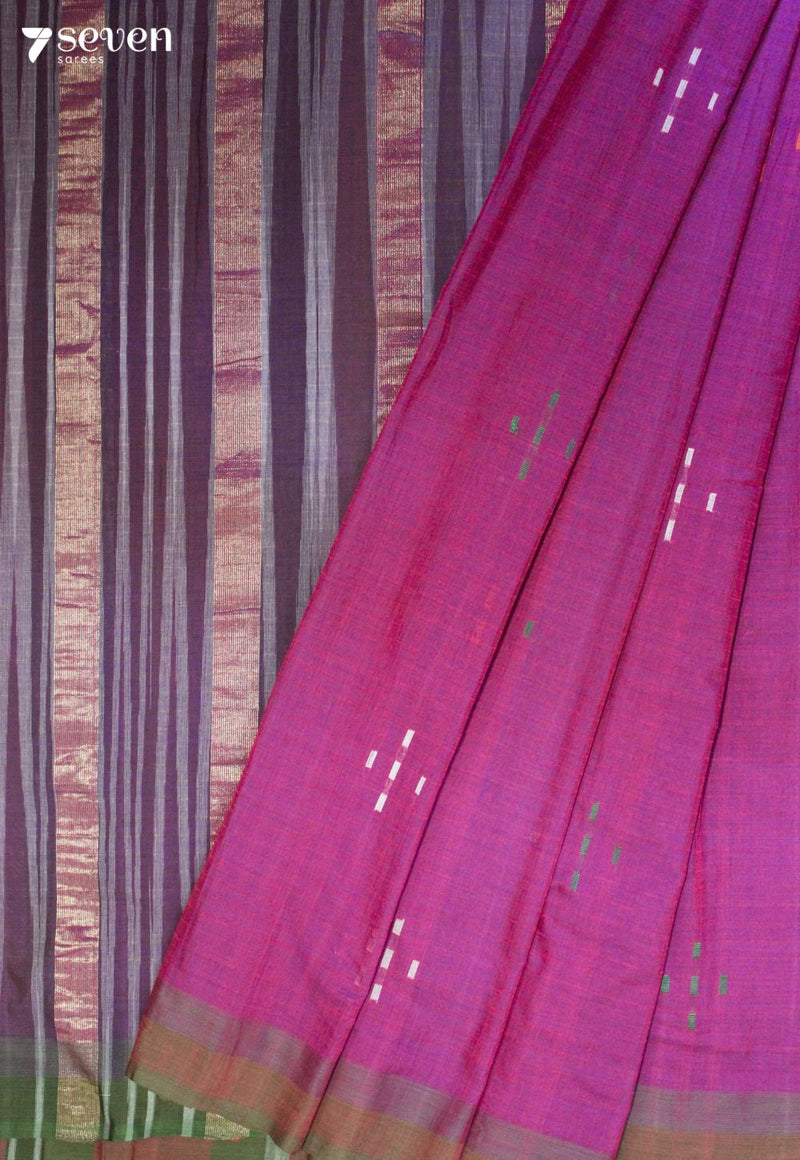 Dhanmika Signature Seven Handloom Pink Bangalore Pure Cotton Saree
