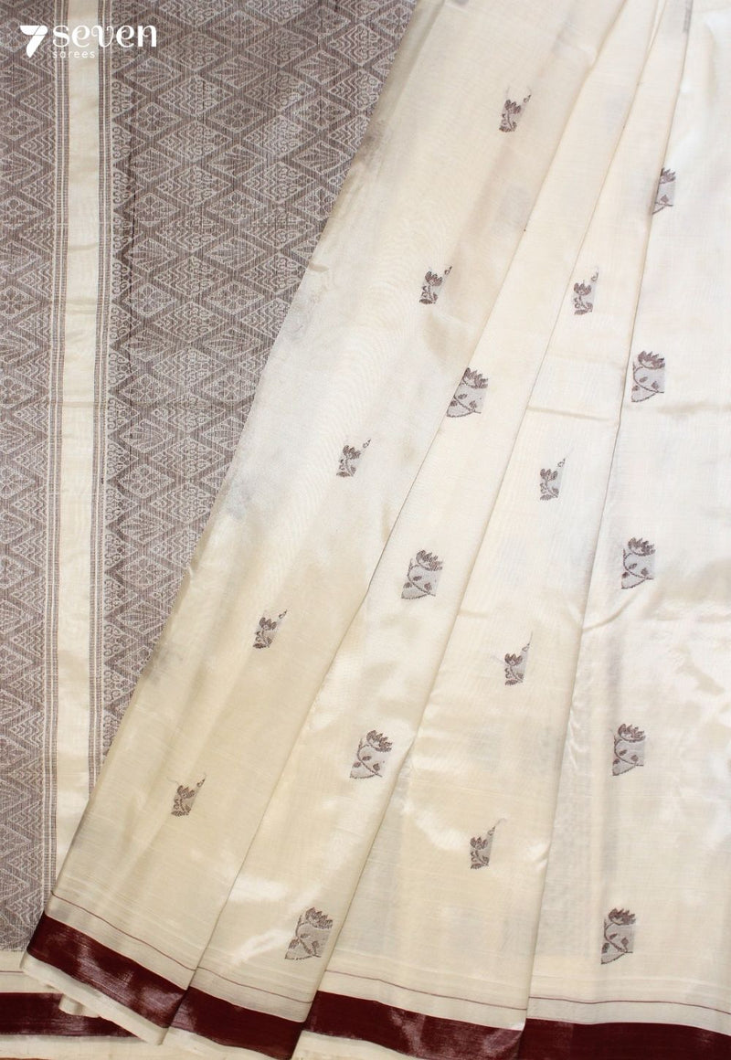 Veyara Signature Seven Handloom Off-White Bangalore Vegan Silk Saree